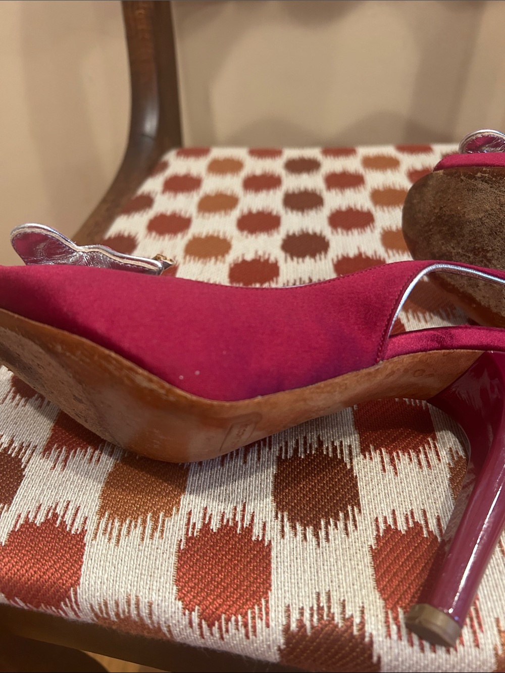 Marc Jacobs Burgundy Red Slingback Heels with Butterfly Stud Accent - Picture 7 of 8